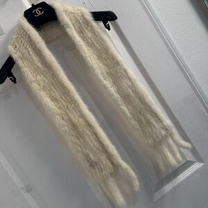 Vintage REAL Mink FUR Ivory white collar shawl